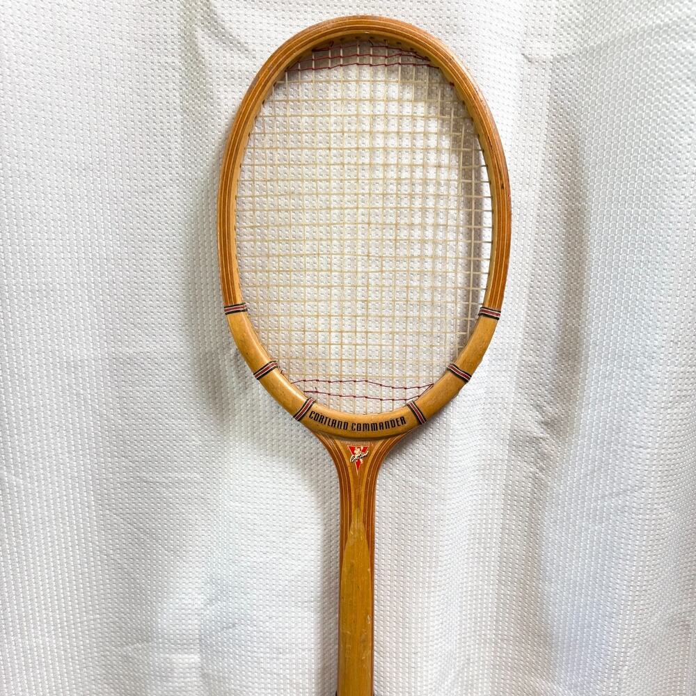 Vintage Cortland Commander Smoke-Tone Wooden Tennis Racquet 4 1/2" Grip